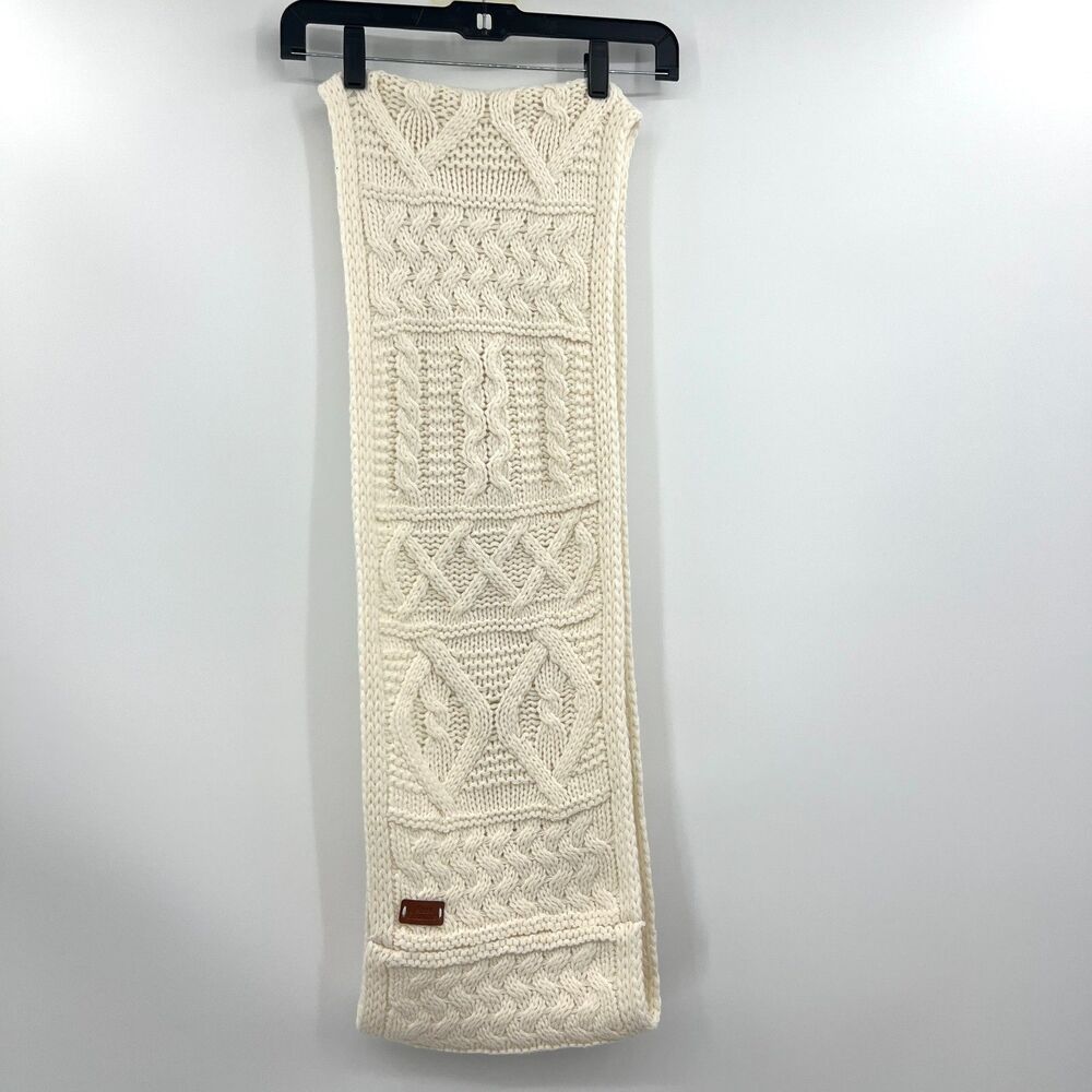 New Aran Tradition Cream Cable Knit Infinity Scarf Chunky Irish Fisherman
